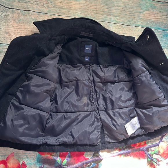BABY GAP Boys Size 4 Dark Blue Pea Coat Wool Lapel collar, double-button front - Picture 10 of 10